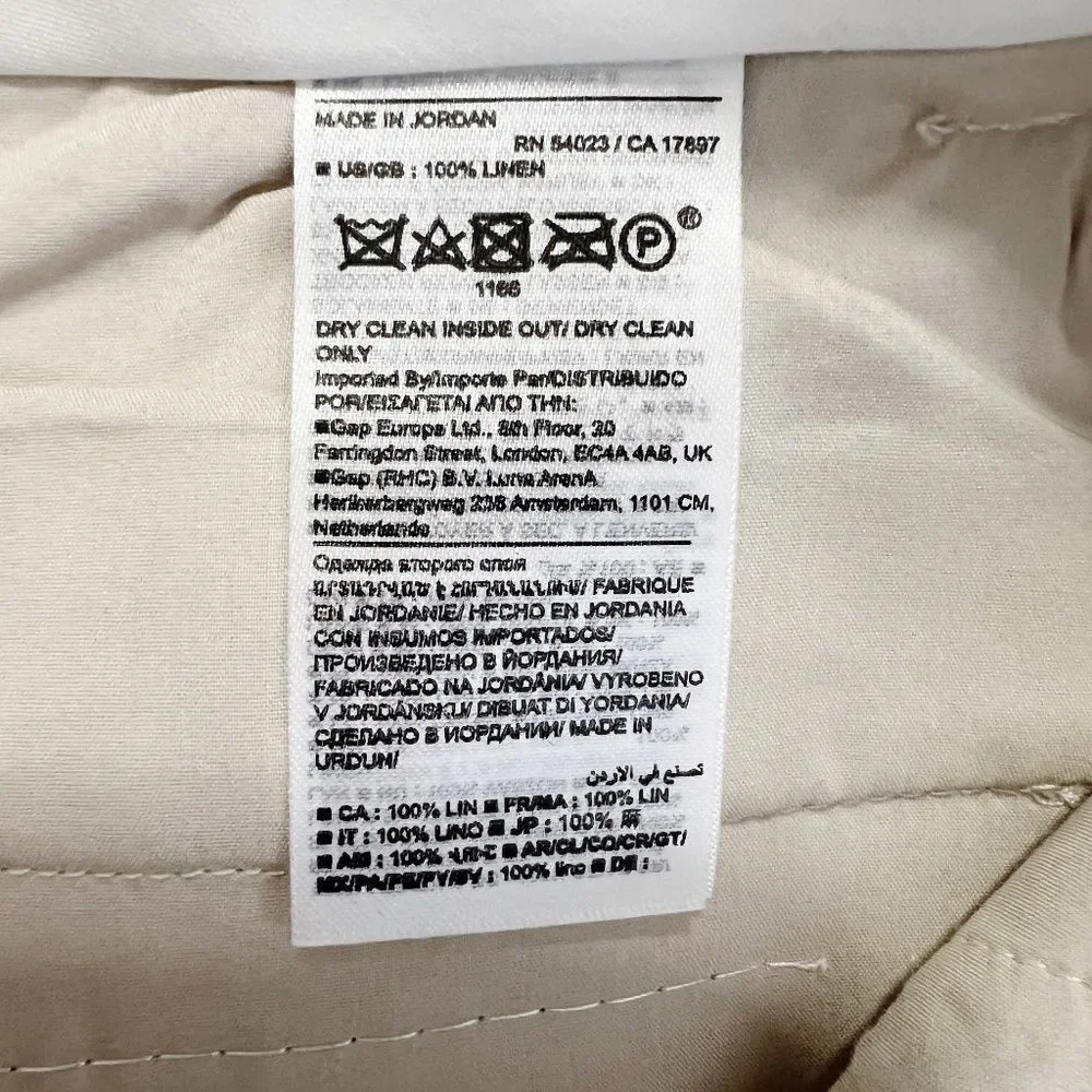 Banana Republic PALMA STRAIGHT-LEG LINEN PANT Size 4 Natural Linen